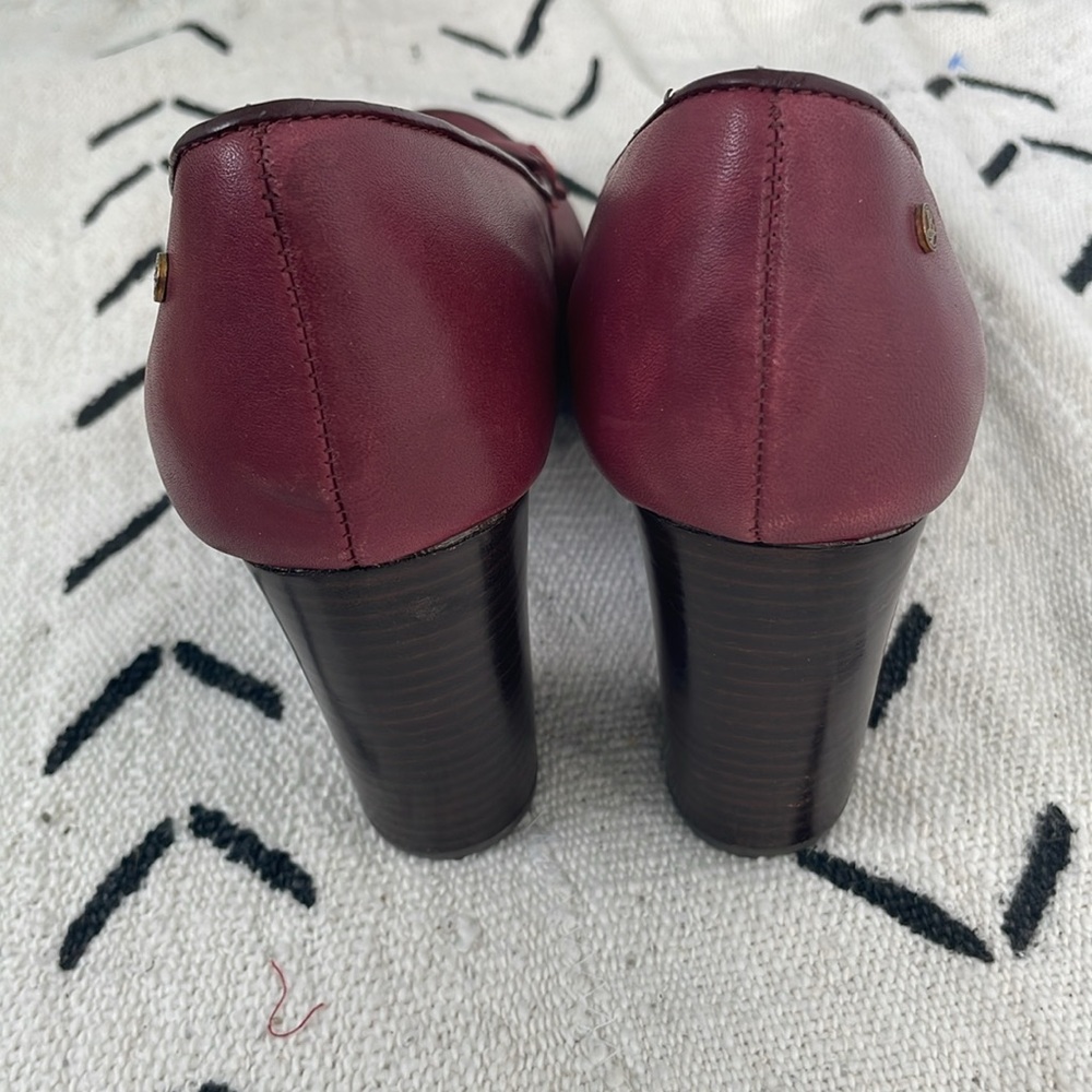 Bass Kaylin Burgundy Leather Penny Loafer w/Slight Platform 3.75 Heel Size 9B - Picture 3 of 11